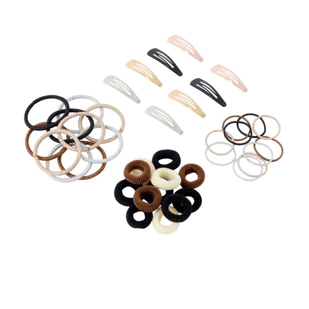 OXX Haircare 40 Piece Hair Elastics and Clips Pack