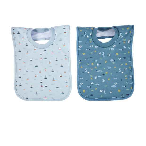 2 Pack Mealtime Bibs - Sea Print
