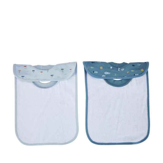 2 Pack Mealtime Bibs - Sea Print