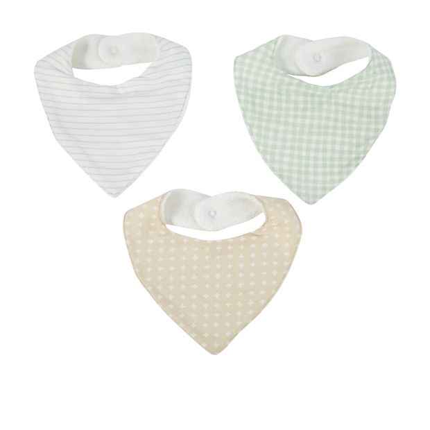 3 Pack Cotton Bandana Bibs - Cross Pattern