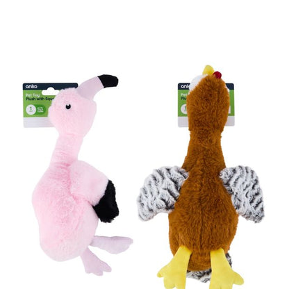 Pet Plush Toy - Chicken or Flamingo Design, Assorted