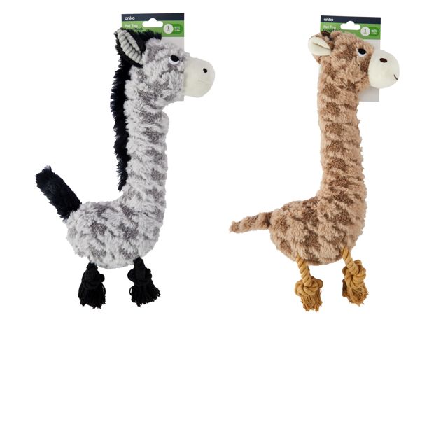 Anko Pet Toy Long Neck Squeaker Plush- Assorted