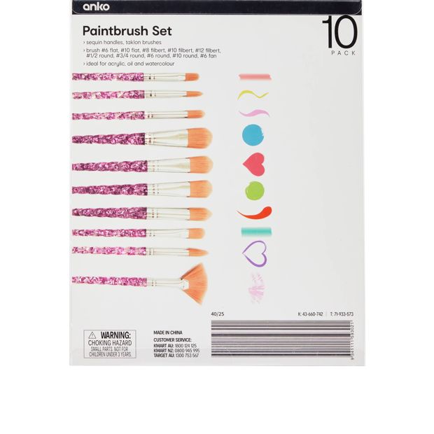 Anko 10 Pack Paintbrush Set