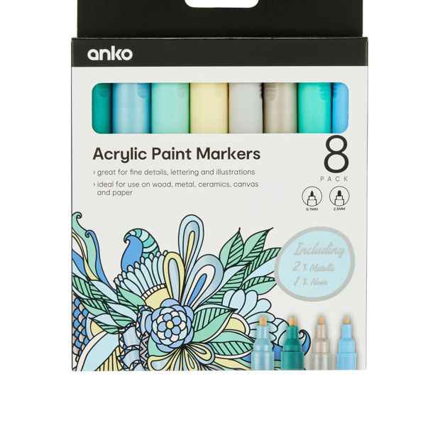 8 Pack Acrylic Paint Markers - Blue