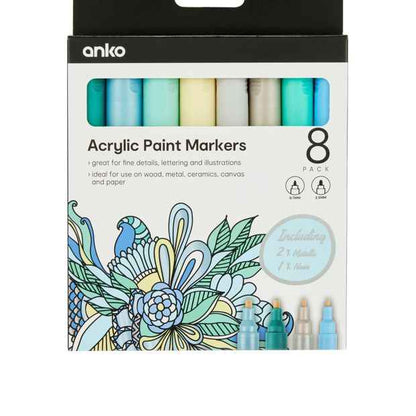8 Pack Acrylic Paint Markers - Blue