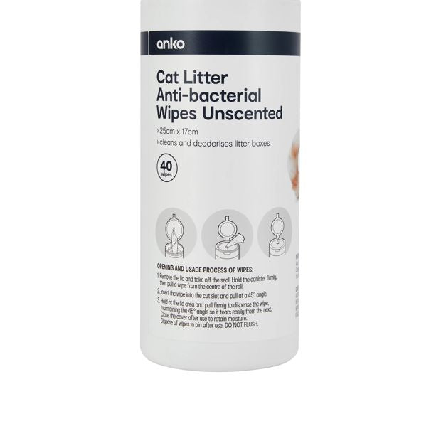 Anko 40 Piece Cat Litter Anti-bacterial Wipes