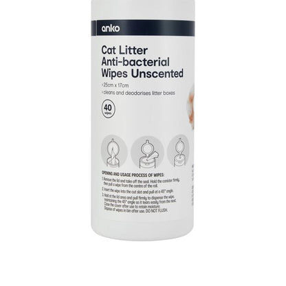 Anko 40 Piece Cat Litter Anti-bacterial Wipes