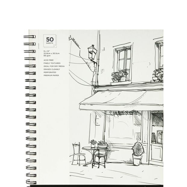 Anko 50 Sheets 9in. x 12in. Sketch Spiral Art Pad