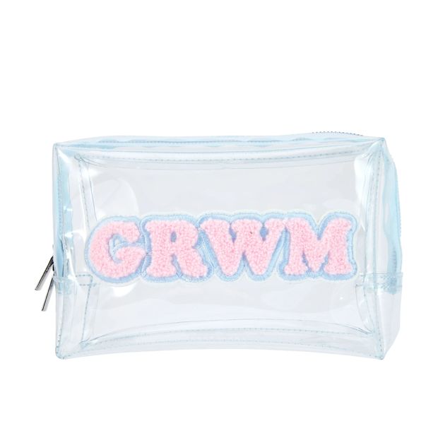 OXX Cosmetics Makeup Bag, Slogan - Blue and Pink