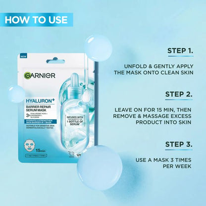 Garnier Hyaluron+ Barrier Repair Serum Mask 36.5g - Hyaluronic Acid and Ceramides