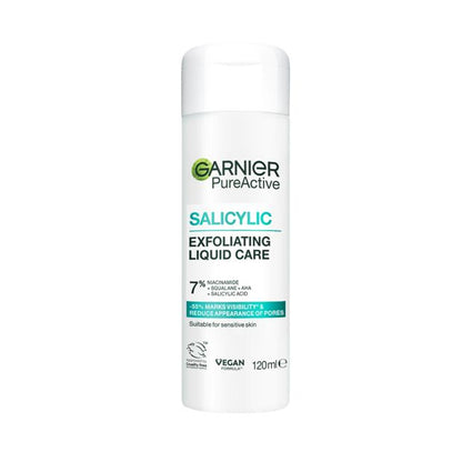 Garnier PureActive Salicylic Exfoliating Liquid Care 120ml - 7% Niacinamide, Squalane, AHA and Salicylic Acid