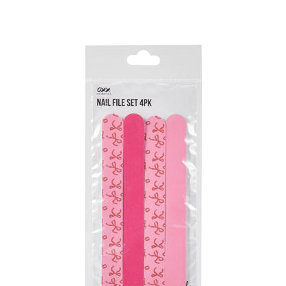OXX Cosmetics 4 Pack Nail File Set - Pink
