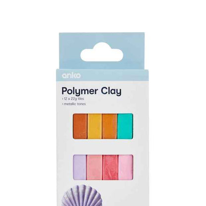 Anko 12 Pack Polymer Clay - Metallic Tones