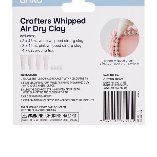 Anko 4 Pack Crafters Whipped Air Dry Clay