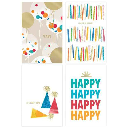 12 Pack Hallmark Birthday Cards - Candle, Party Hat, Balloon and Happy
