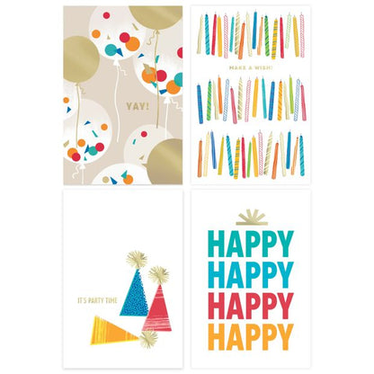 12 Pack Hallmark Birthday Cards - Candle, Party Hat, Balloon and Happy