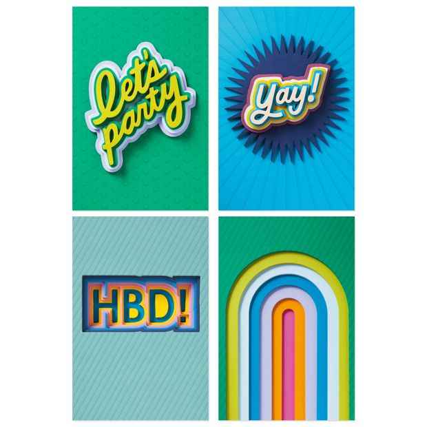 12 Pack Birthday Cards - Bold Lettering