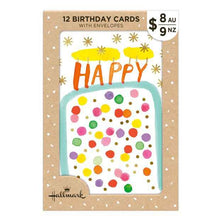 12 Pack Watercolour Birthday Cards - Blank Inside
