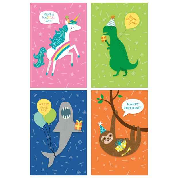 12 Pack Birthday Cards - Animal Designs