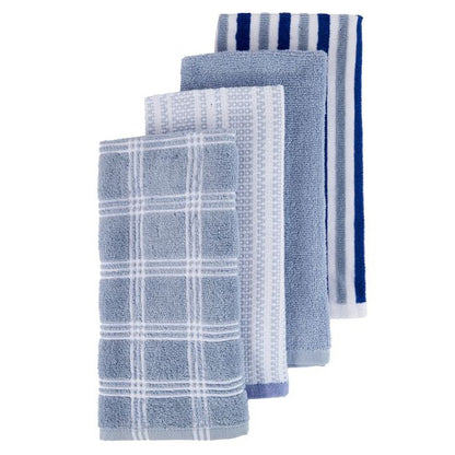 Anko 4 Pack Blue Check Terry Tea Towel