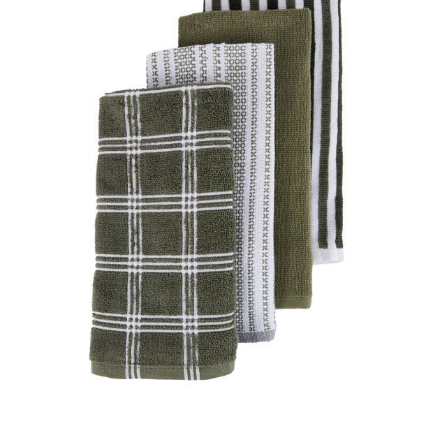 Anko 4 Pack Green Check Terry Tea Towel