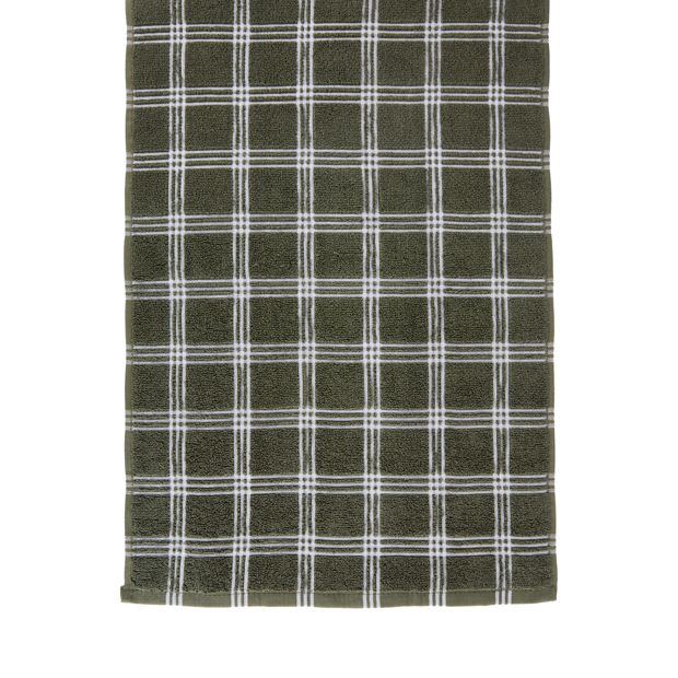 Anko 4 Pack Green Check Terry Tea Towel