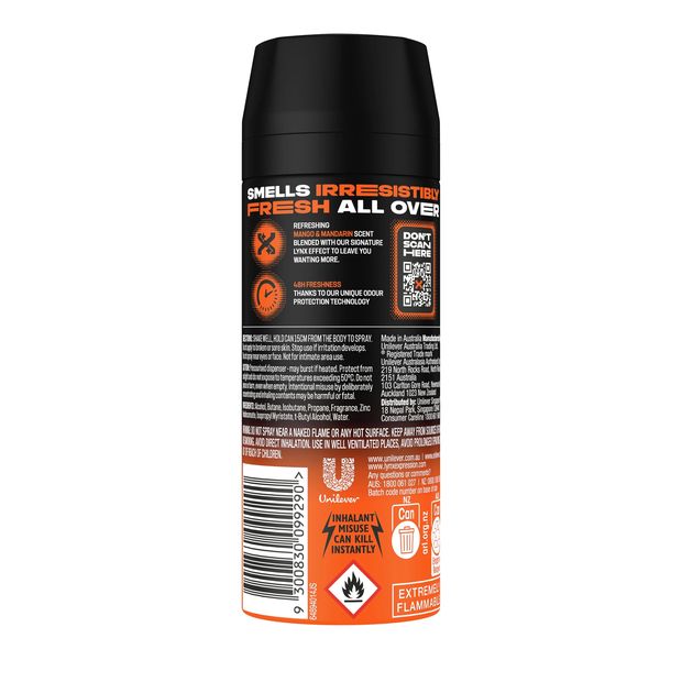 LYNX Sunset Fresh 48H Odour Protection Deodorant Bodyspray 165ml - Mango and Mandarin Scent