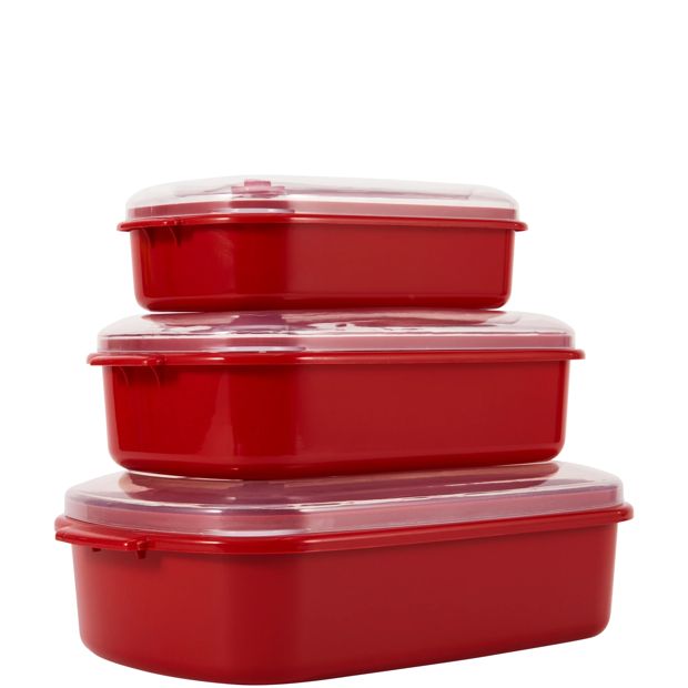Anko Set of 3 Food Storage Containers - Red