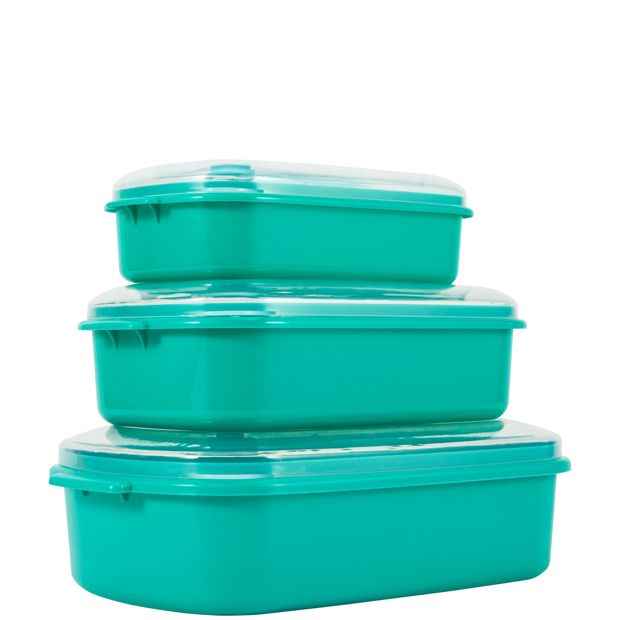 Set of 3 Green Food Storage Containers