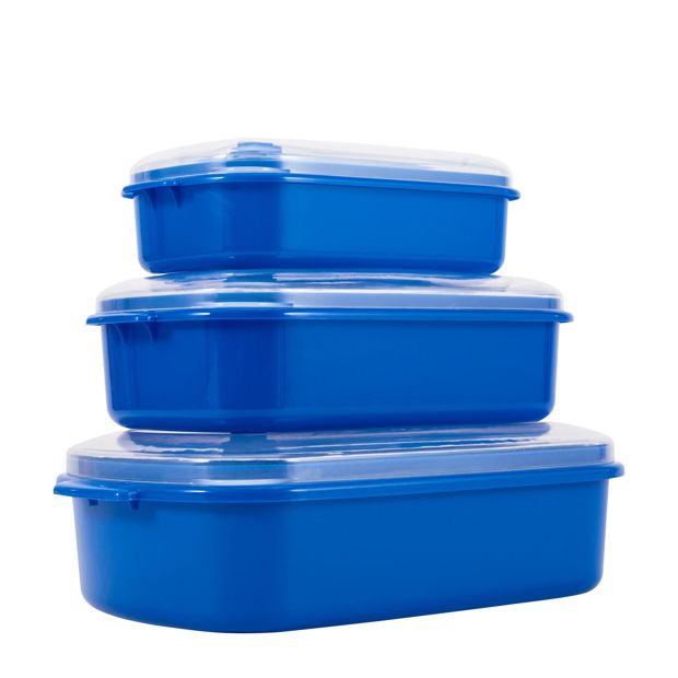 Anko Set of 3 Food Storage Containers - Blue