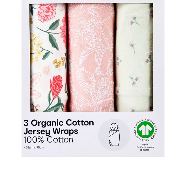 Anko 3 Pack Organic Cotton Jersey Wraps
