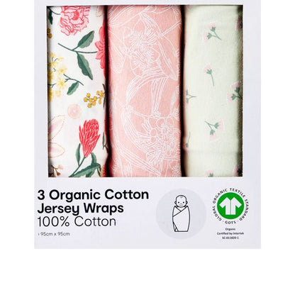 Anko 3 Pack Organic Cotton Jersey Wraps