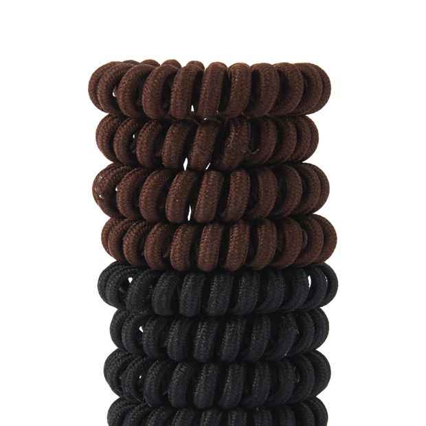 OXX Haircare 8 Piece Spiral Hair Elastics - Black and brown
