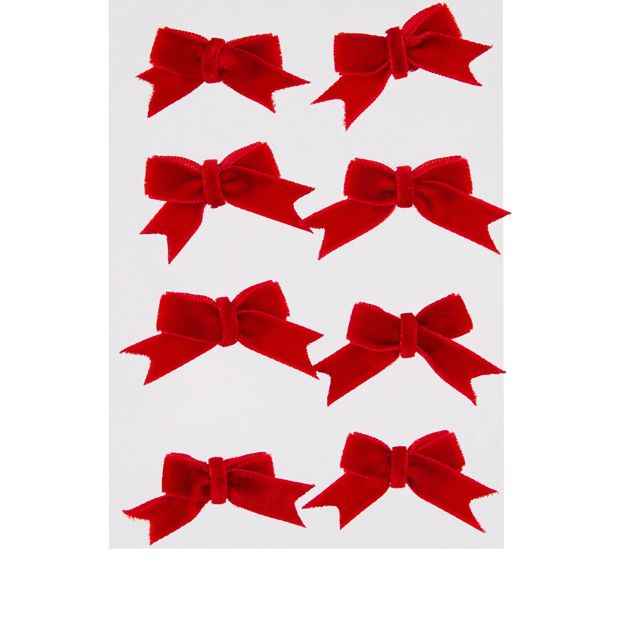 8 Pack Red Bow Embellishments