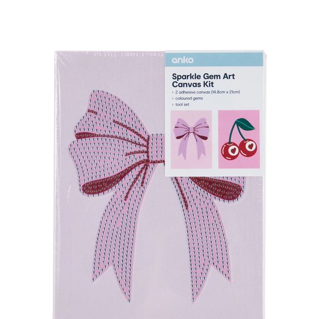 Anko Sparkle Gem Art Canvas Kit - Bow & Cherry