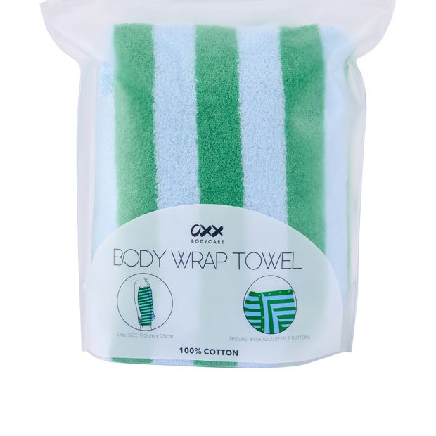 OXX Bodycare Cotton Body Wrap Towel - Blue and Green