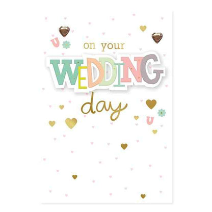 Wedding Card - Gold Hearts Design