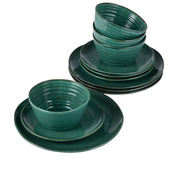 Anko Green Swirl 12 Piece Dinner Set