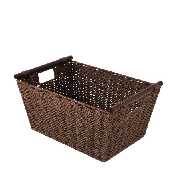 Anko Rectangle Wood Handle Basket- Chocolate