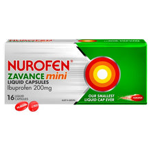 16 Pack Nurofen Zavance Mini Liquid Capsules Ibuprofen 200mg