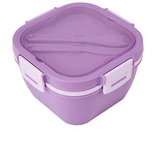 Lilac Salad Bowl with Compartments & Utensils