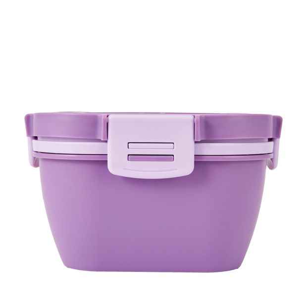 Lilac Salad Bowl with Compartments & Utensils