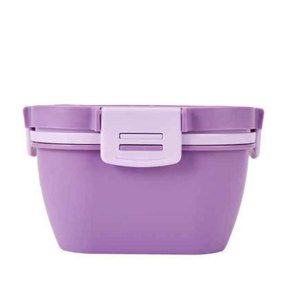 Lilac Salad Bowl with Compartments & Utensils