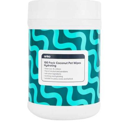 100 Pack Hydrating Pet Wipes with Coconut