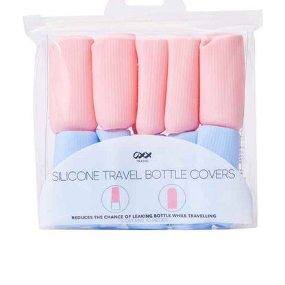 OXX Travels Piece Silicone Travel Bottle Covers - Blue and Pink