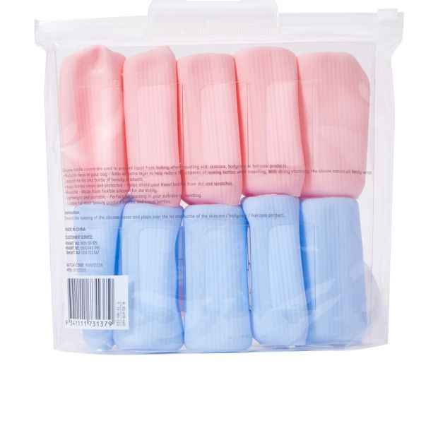 OXX Travels Piece Silicone Travel Bottle Covers - Blue and Pink