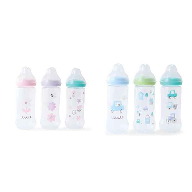 Anko 3 Pack Narrow Neck Bottles - Assorted