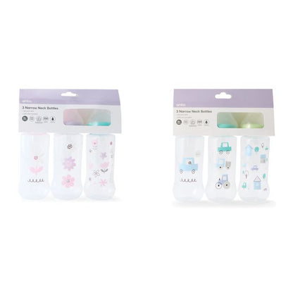 Anko 3 Pack Narrow Neck Bottles - Assorted