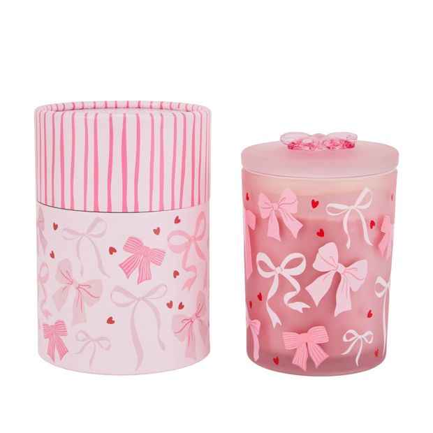 Pink Glass Scented Candle with Bow Detail