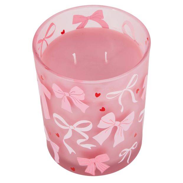 Anko Pink Glass Bow Candle